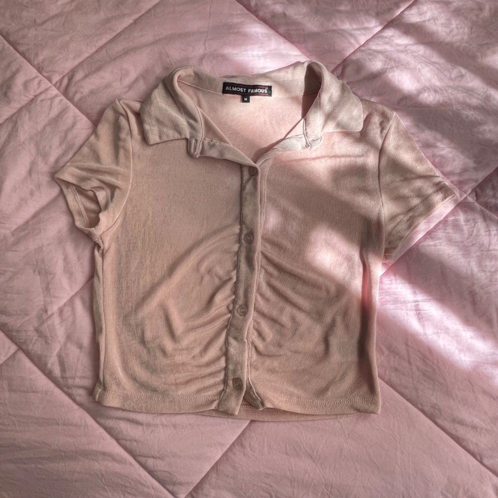 Pink Collared Button Down Top
